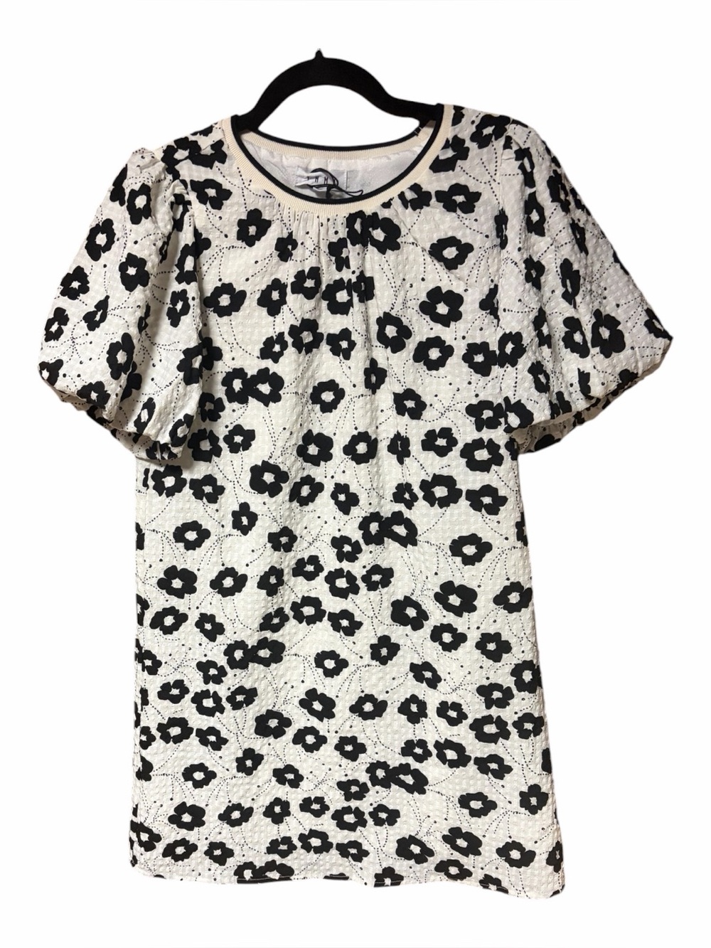 Thml Seersucker Floral Puff Sleeve Mini Dress
